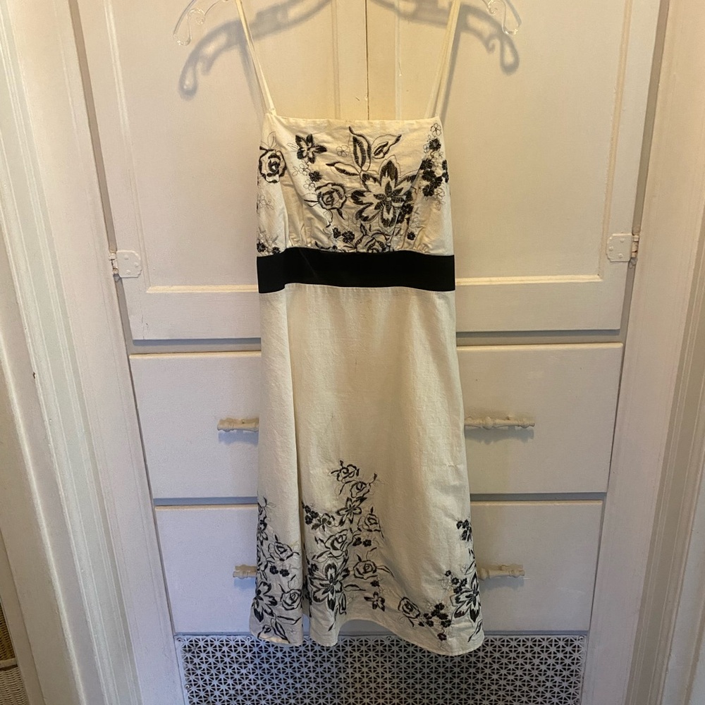 Romy Strapless Black and White Floral Dress